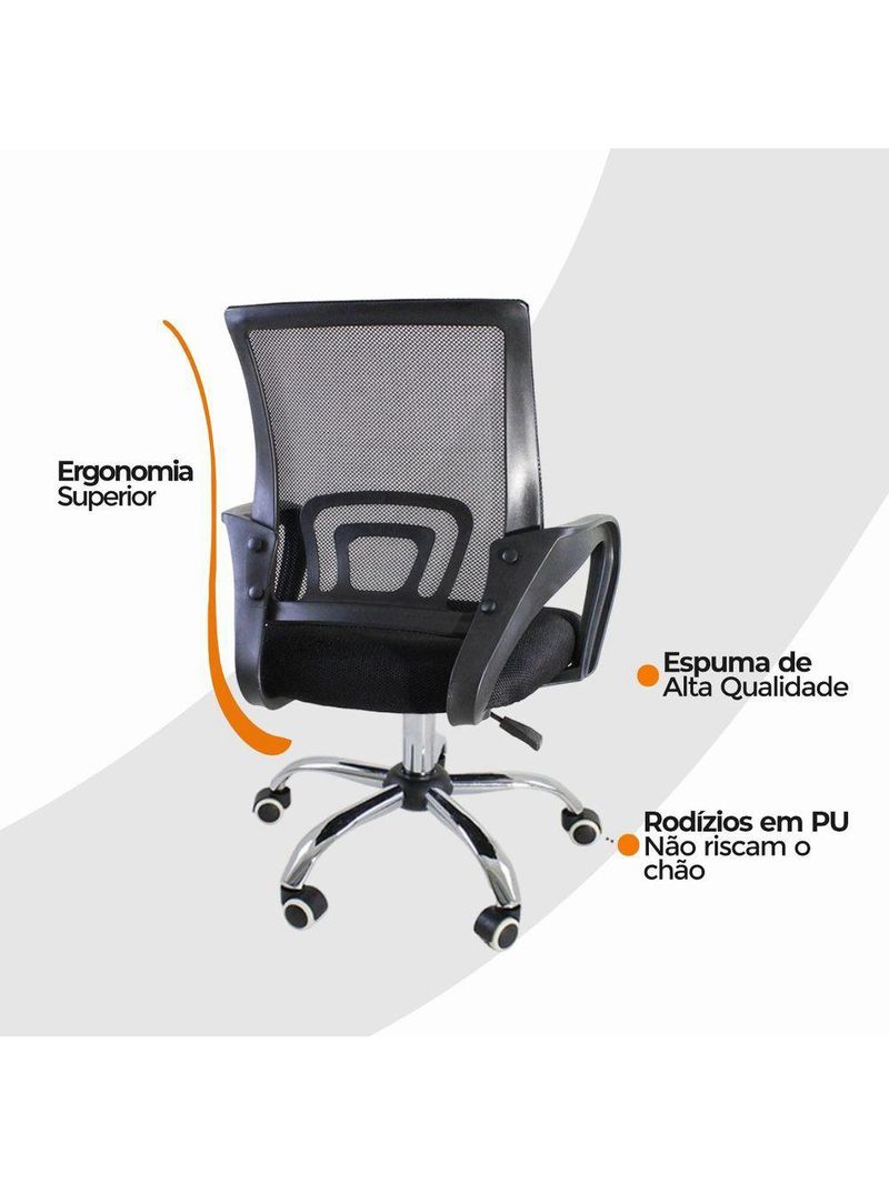 Kit 4 Cadeiras Escritório Oficial Begônia Ergonômica Preto
