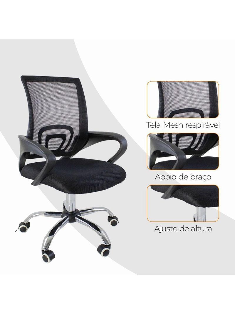 Kit 4 Cadeiras Escritório Oficial Begônia Ergonômica Preto