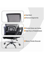 Kit 4 Cadeiras Escritório Oficial Begônia Ergonômica Preto