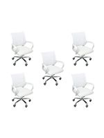 Kit 5 Cadeiras De Escritório Begonia Tela Mesh Ergonômica Branco
