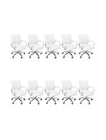Kit 10 Cadeiras Escritório Oficial Begônia Ergonômico Branco
