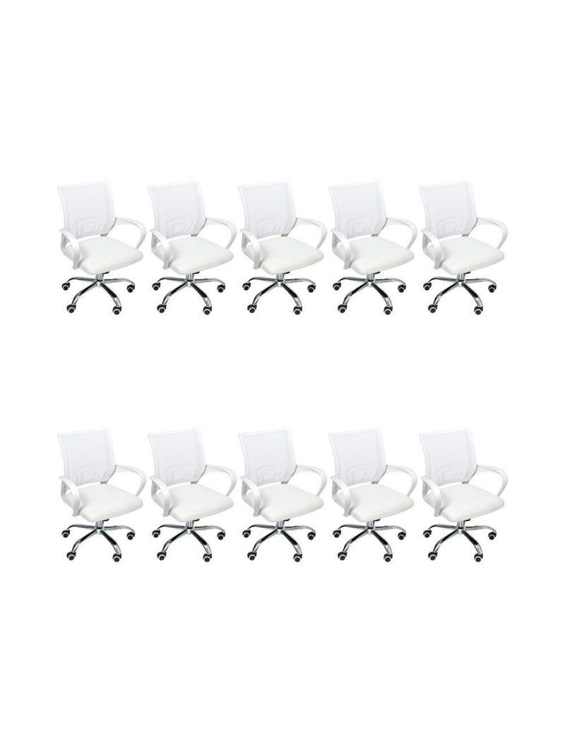 Kit 10 Cadeiras Escritório Oficial Begônia Ergonômico Branco
