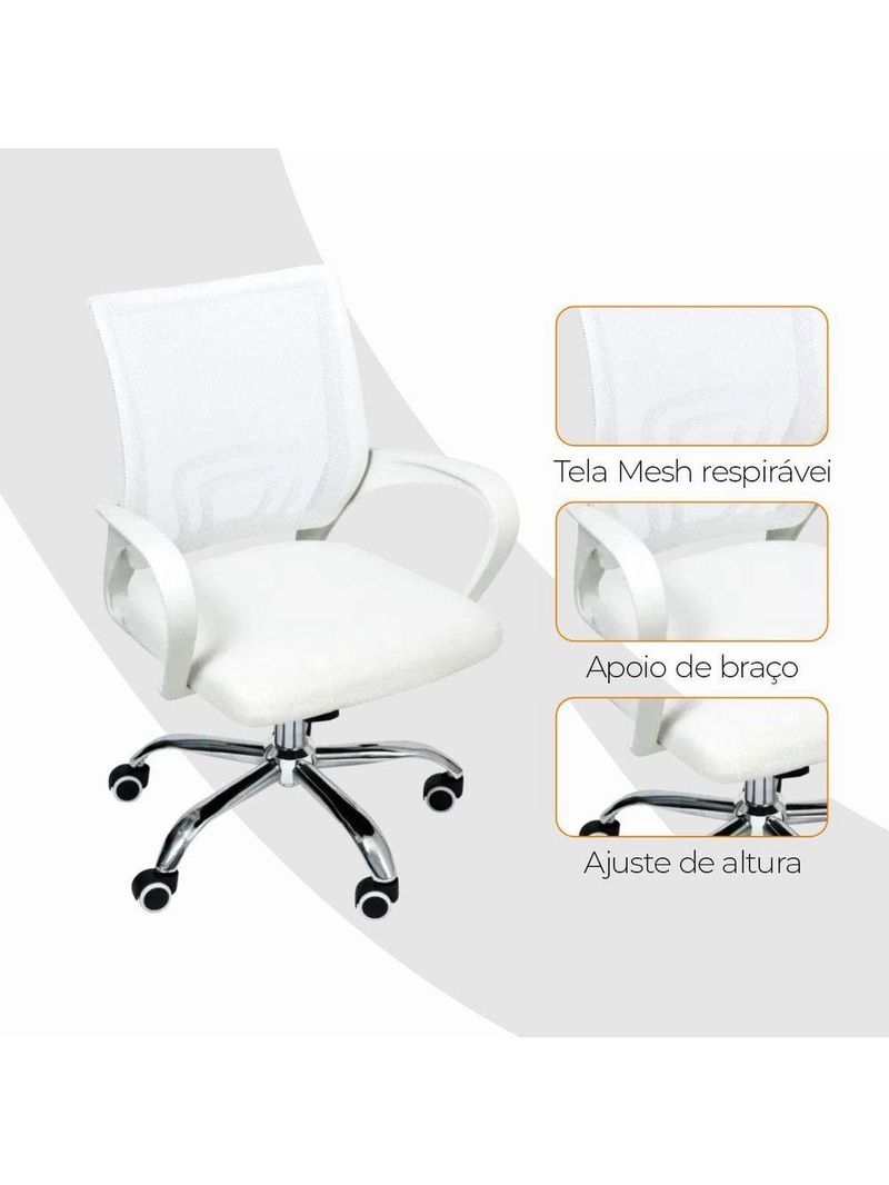 Kit 10 Cadeiras Escritório Oficial Begônia Ergonômico Branco
