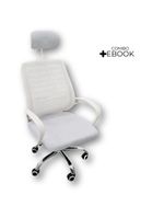 Kit 6 Cadeiras Escritório Diretor Mesh Encosto Branco + E-book