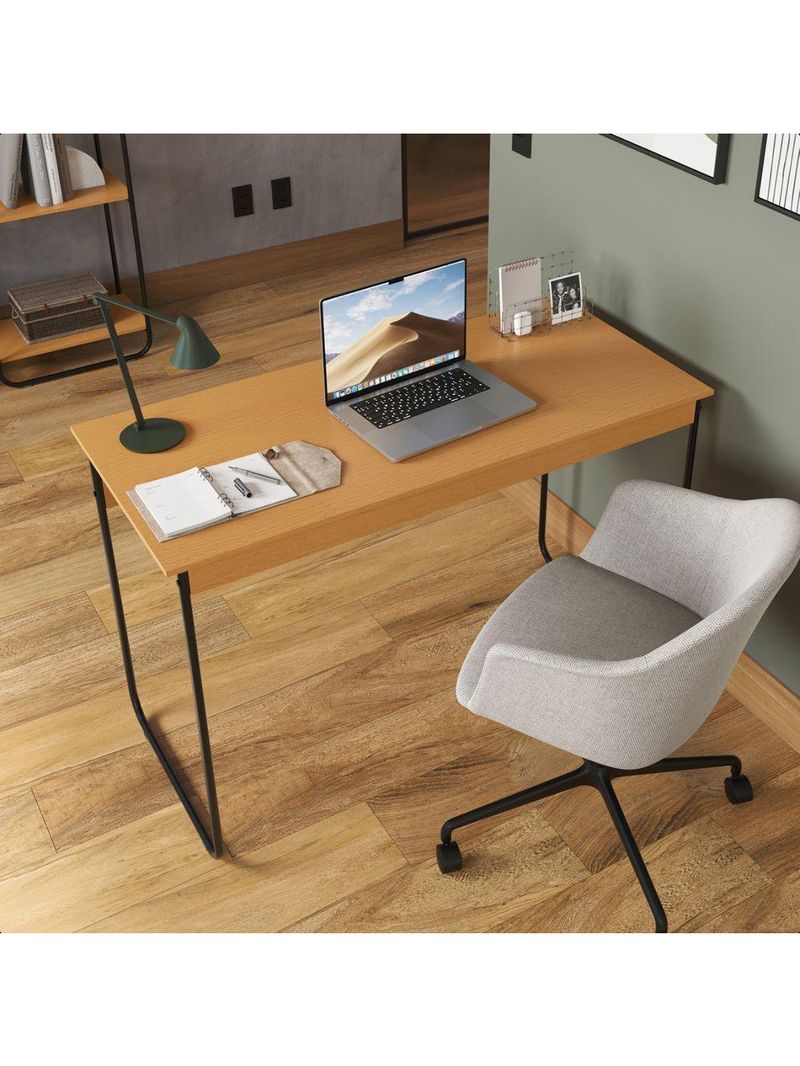Mesa De Estudos Escrivaninha Home Office Industrial Criare Quarto Escritório Bancada Simples Nature