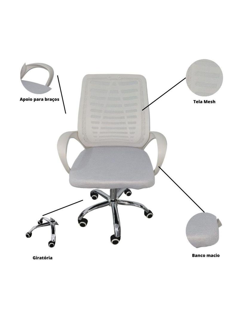 Kit 2 Cadeiras De Escritório Esteirinha Mesh Ergonômica