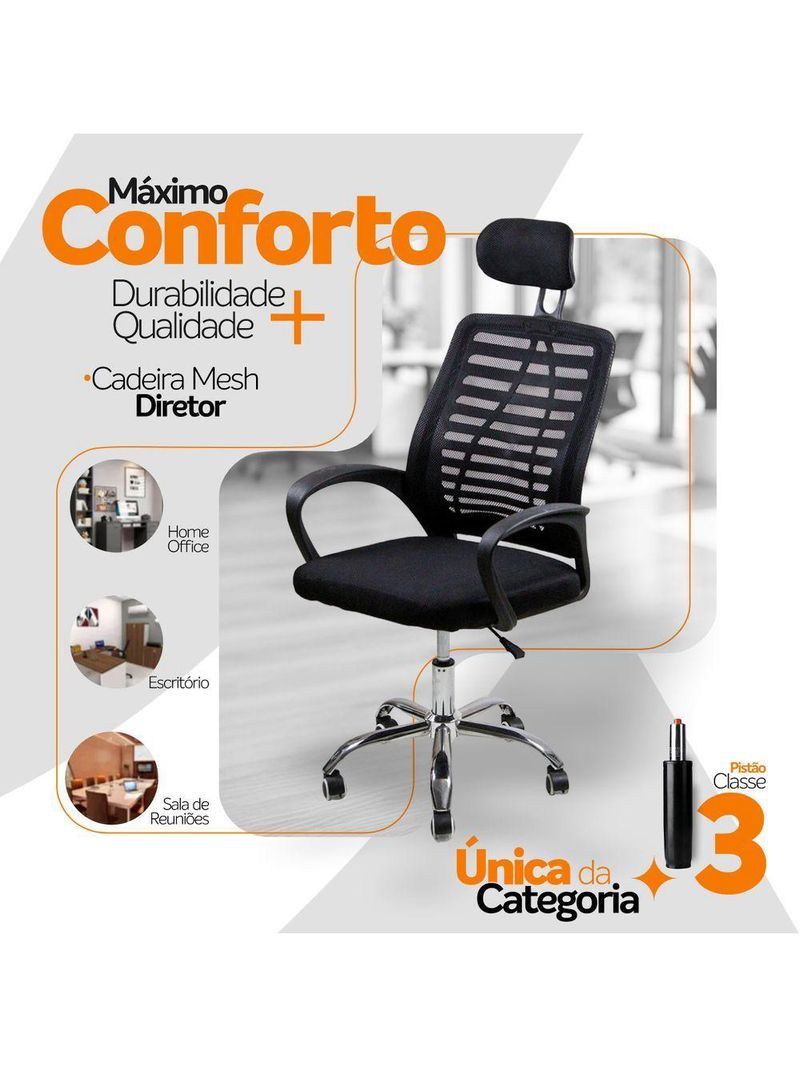 Kit 10 Cadeiras Escritório Diretor Tela Mesh Encosto + E-book