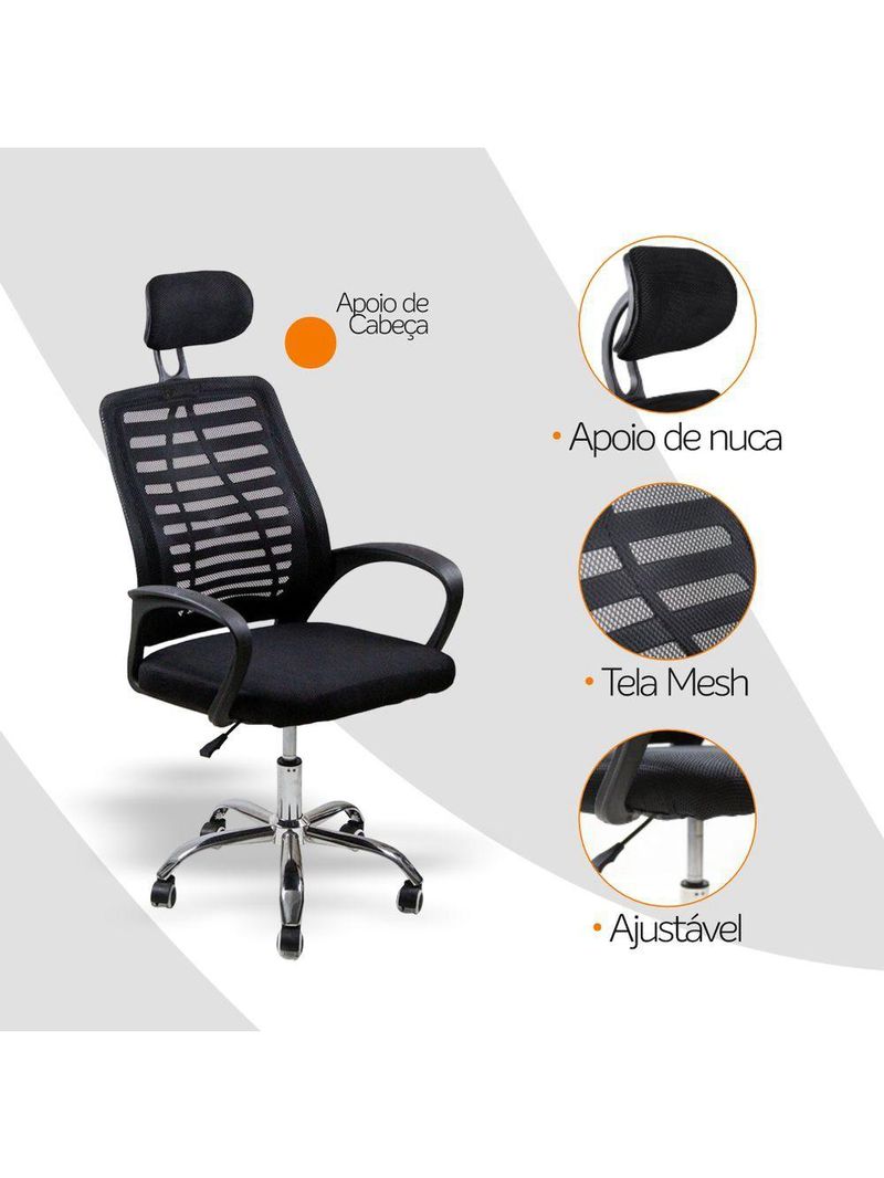 Kit 10 Cadeiras Escritório Diretor Tela Mesh Encosto + E-book