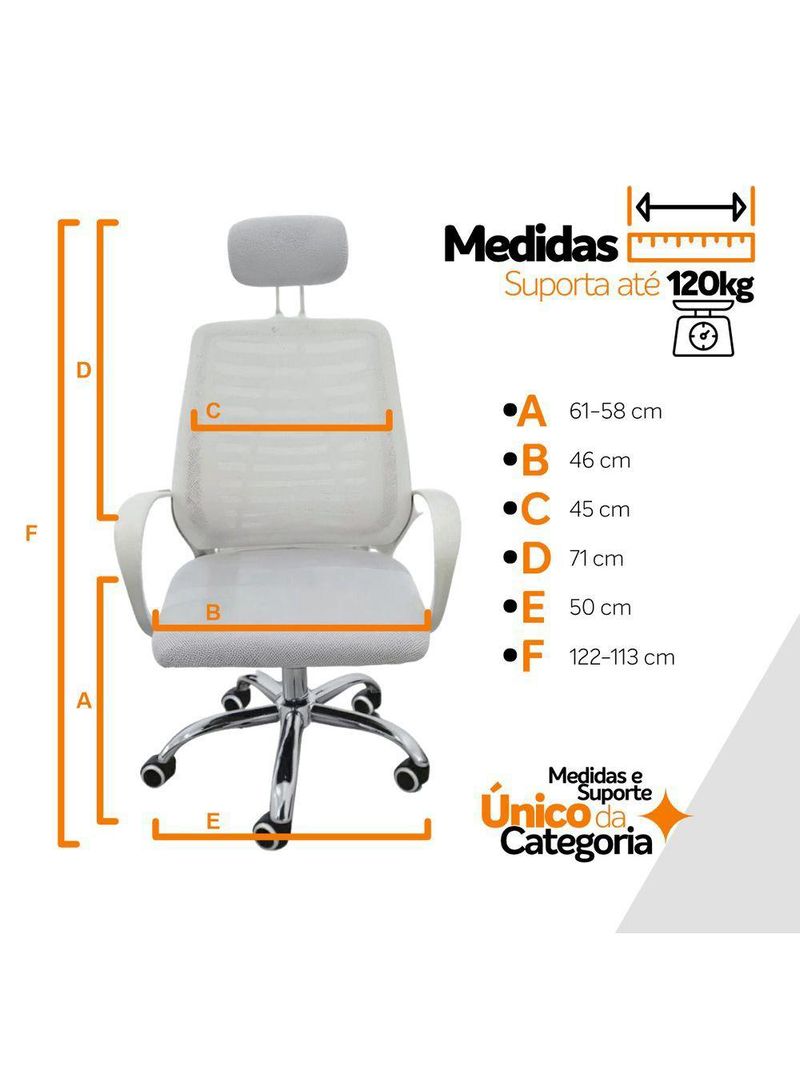 Kit 3 Cadeiras Escritório Diretor Mesh Encosto Branco + E-book