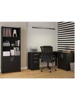 Conjunto Para Escritório 2 Peças Com Mesa E Armário Preto