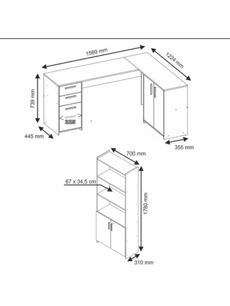 Conjunto Para Escritório 2 Peças Com Mesa E Armário Preto