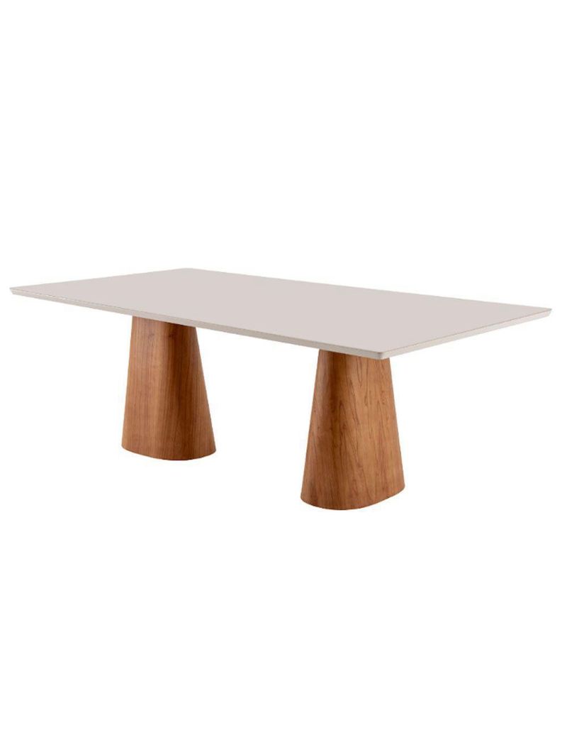 Conjunto Mesa Noronha Com Vidro E 8 Cadeiras Off White