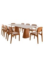Conjunto Mesa Noronha Com Vidro E 8 Cadeiras Off White