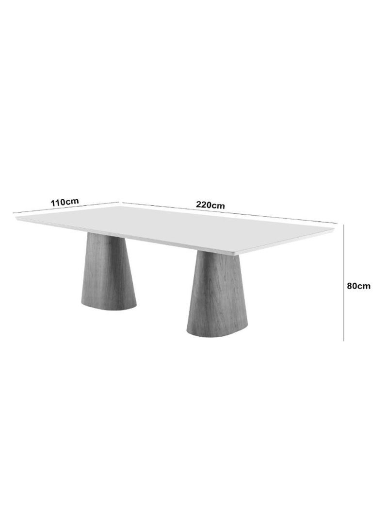 Conjunto Mesa Noronha Com Vidro E 8 Cadeiras Off White