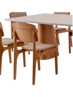 Conjunto Mesa Noronha Com Vidro E 8 Cadeiras Off White