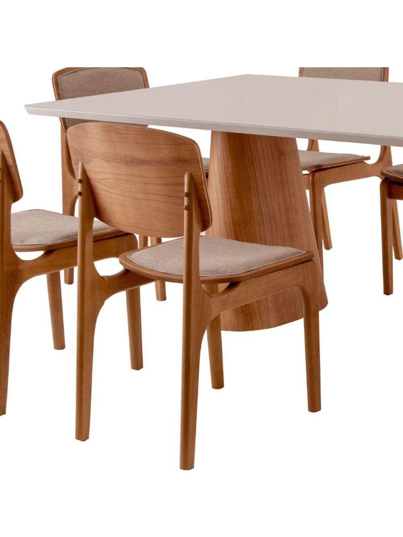 Conjunto Mesa Noronha Com Vidro E 8 Cadeiras Off White