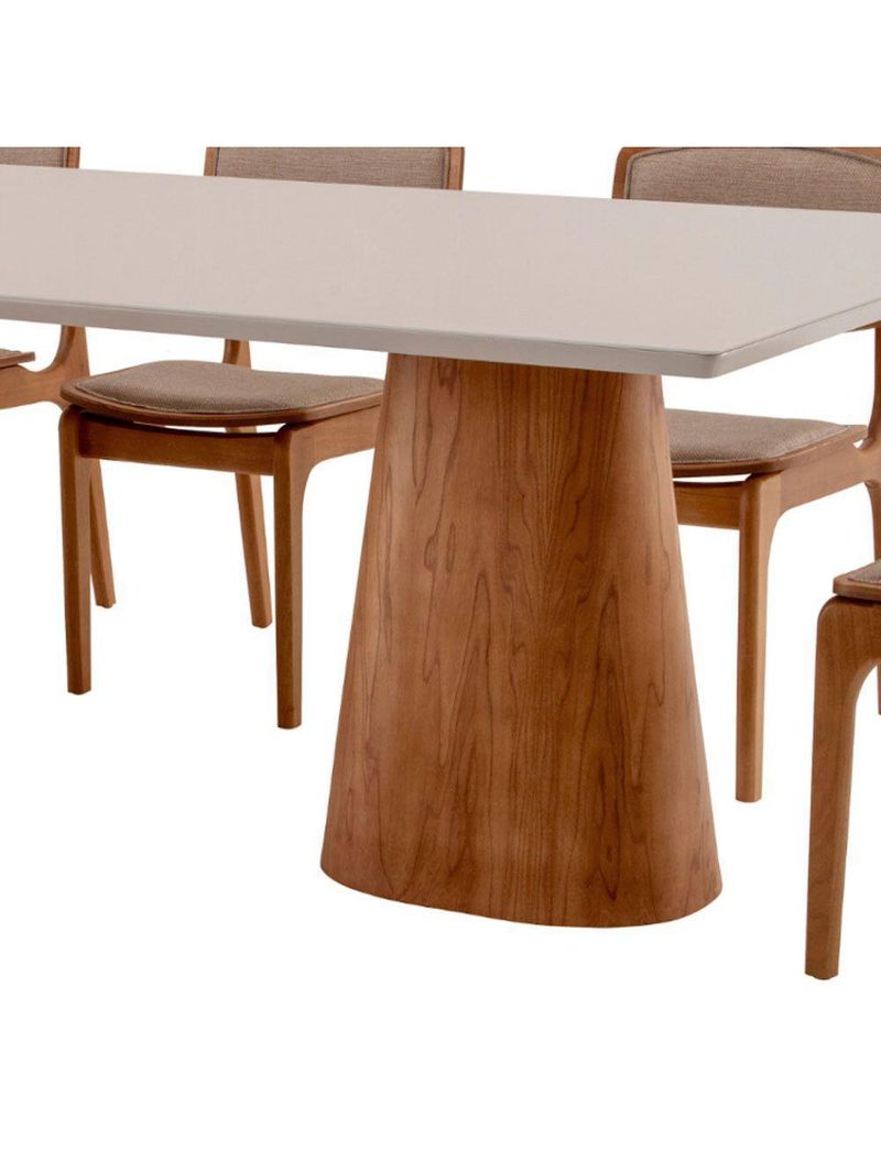 Conjunto Mesa Noronha Com Vidro E 8 Cadeiras Off White