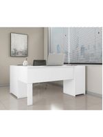 Conjunto Para Escritório 2 Peças Com Escrivaninha Em L E Armário Multiuso 4 Portas Branco Notável Móveis Branco