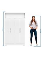 Conjunto Para Escritório 2 Peças Com Escrivaninha Em L E Armário Multiuso 4 Portas Branco Notável Móveis Branco