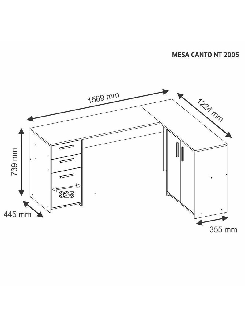Conjunto Para Escritório 2 Peças Com Escrivaninha Em L E Armário Multiuso 4 Portas Branco Notável Móveis Branco