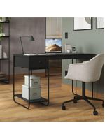 Escrivaninha Home Office Mesa De Estudo Escritório Quarto Gaveta Estilo Industrial Criare Preto