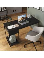 Escrivaninha Home Office Mesa De Estudo Escritório Quarto Gaveta Estilo Industrial Criare Preto