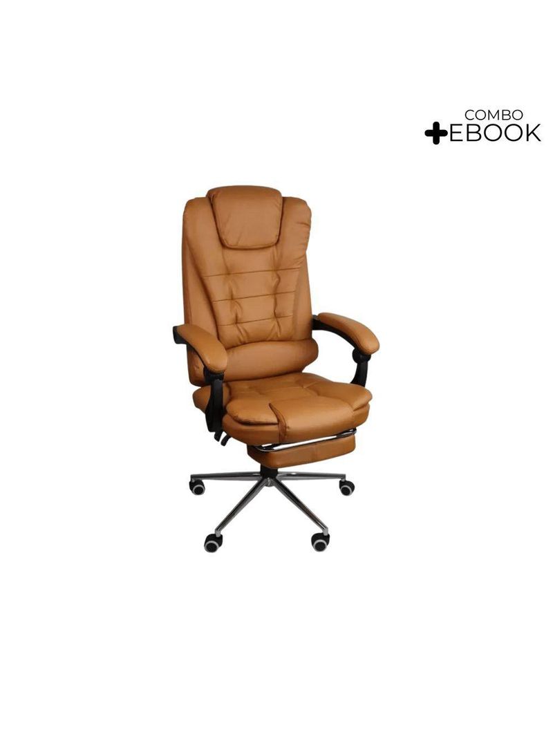 Cadeira De Escritório Oficial Presidente Ergonômic Apoio Pés Marrom