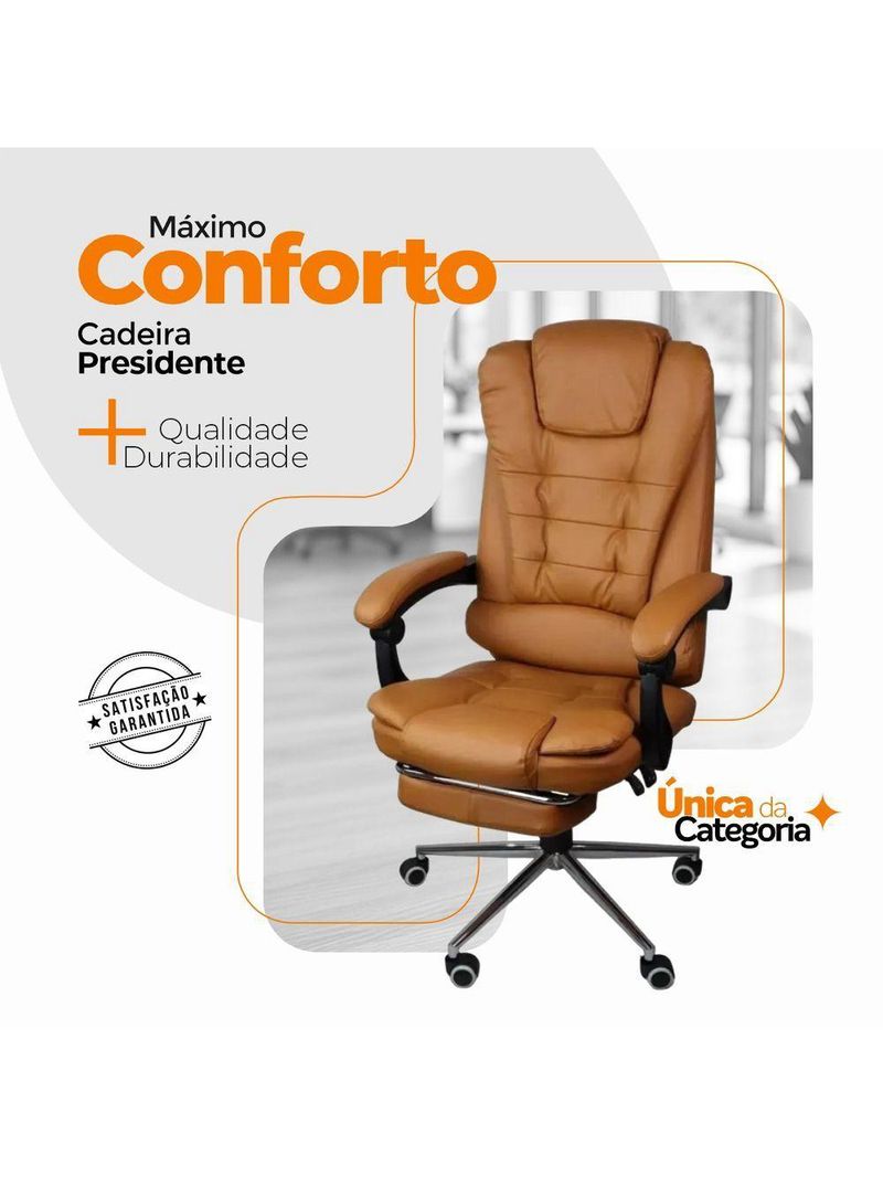 Cadeira De Escritório Oficial Presidente Ergonômic Apoio Pés Marrom