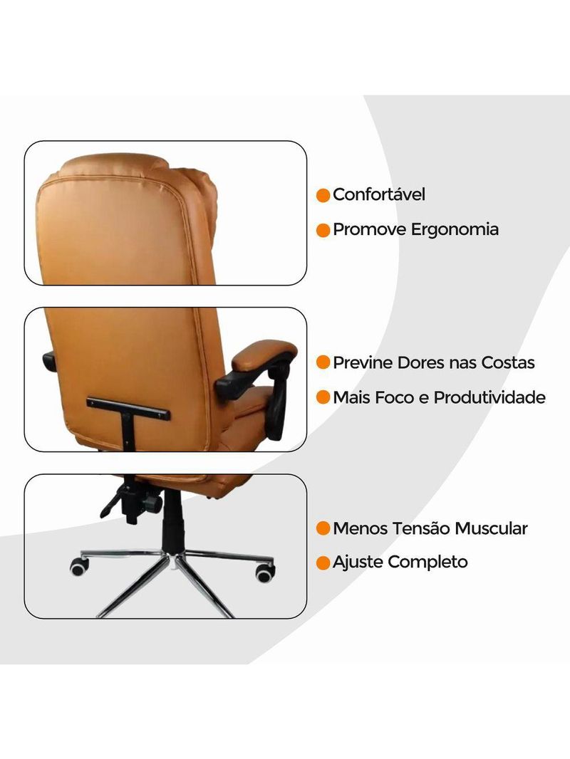 Cadeira De Escritório Oficial Presidente Ergonômic Apoio Pés Marrom