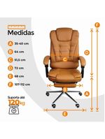 Cadeira De Escritório Oficial Presidente Ergonômic Apoio Pés Marrom