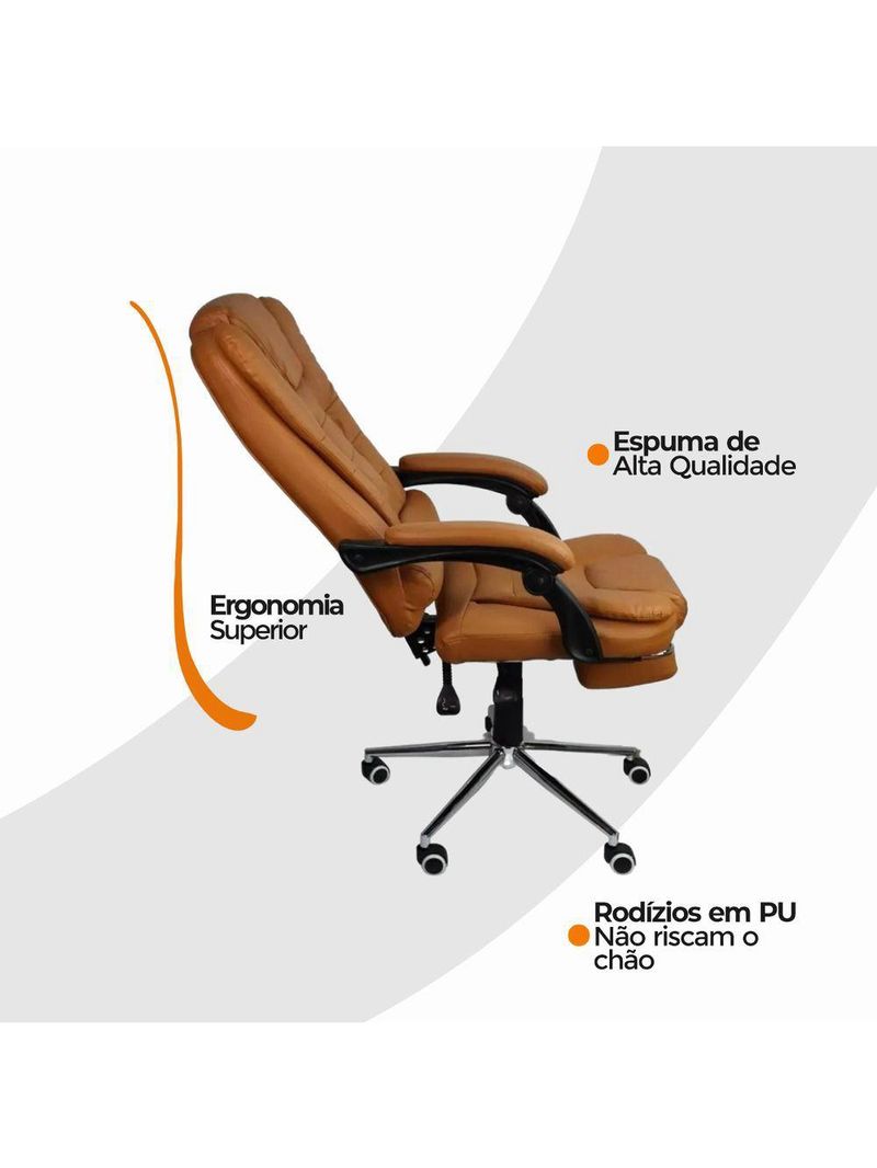Cadeira De Escritório Oficial Presidente Ergonômic Apoio Pés Marrom