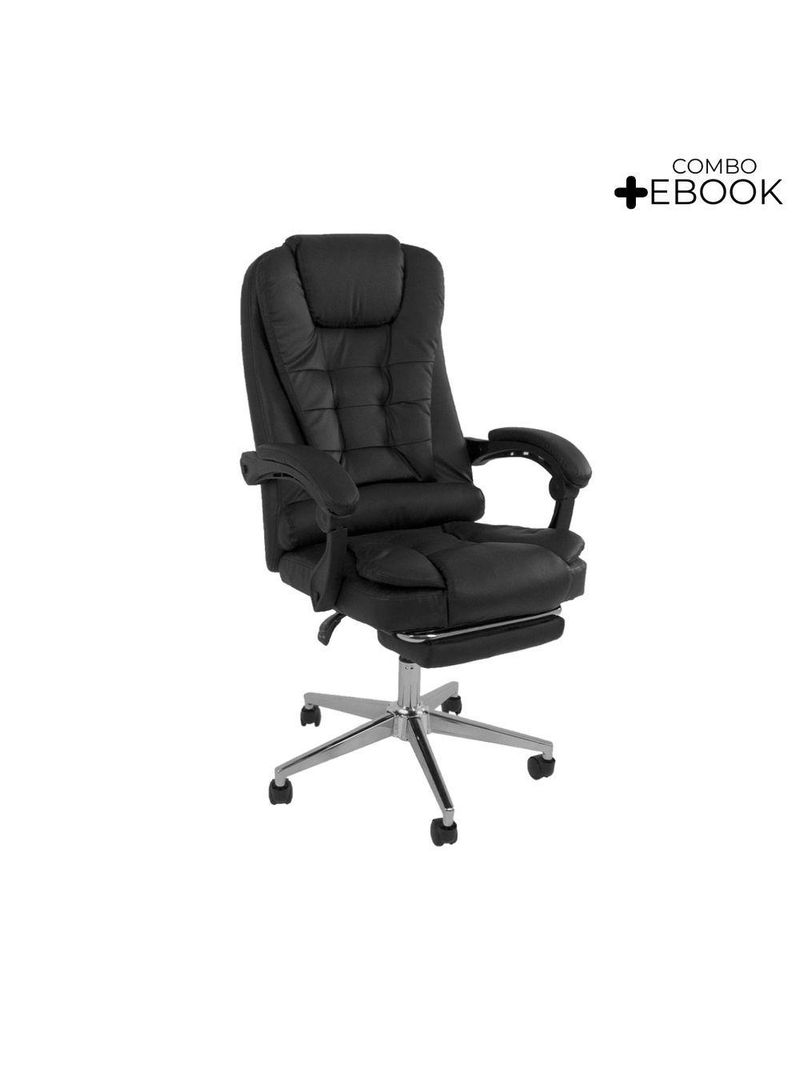 Cadeira De Escritório Oficial Presidente Ergonômic Apoio Pés Preto