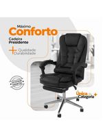 Cadeira De Escritório Oficial Presidente Ergonômic Apoio Pés Preto