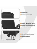Cadeira De Escritório Oficial Presidente Ergonômic Apoio Pés Preto