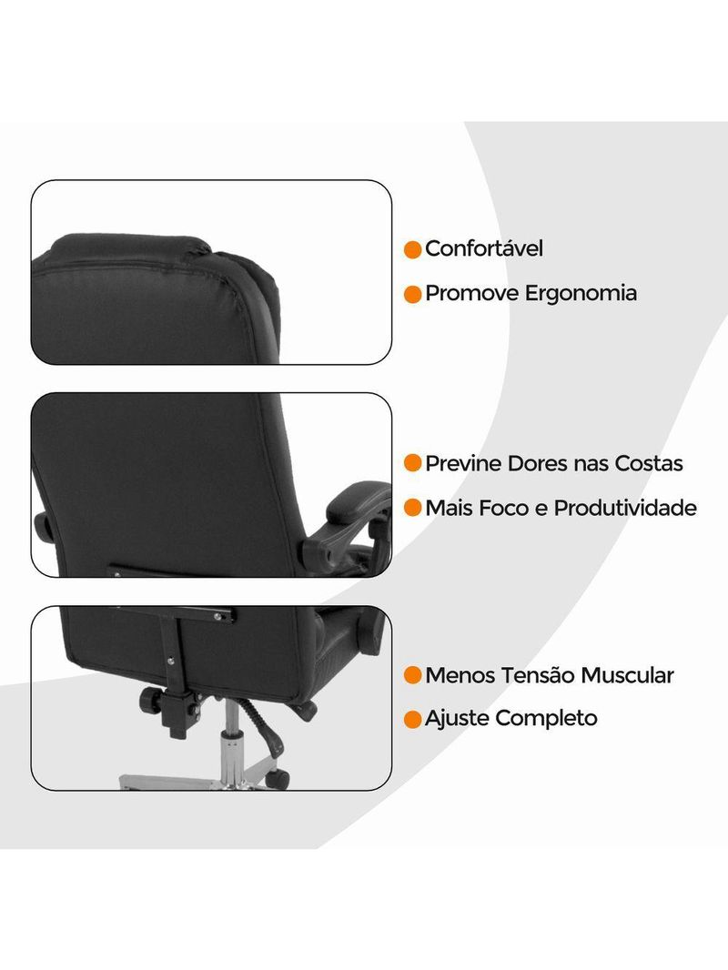 Cadeira De Escritório Oficial Presidente Ergonômic Apoio Pés Preto
