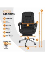 Cadeira De Escritório Oficial Presidente Ergonômic Apoio Pés Preto