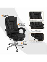 Cadeira De Escritório Oficial Presidente Ergonômic Apoio Pés Preto