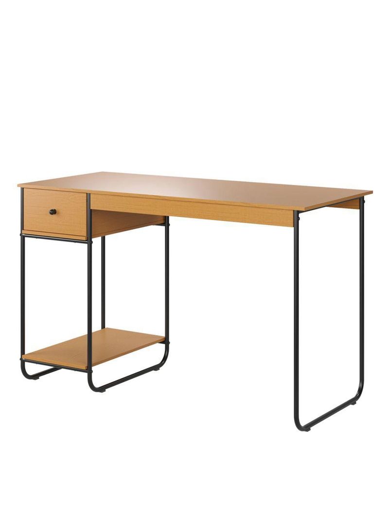 Escrivaninha Home Office Mesa De Estudo Escritório Quarto Gaveta Estilo Industrial Criare Nature