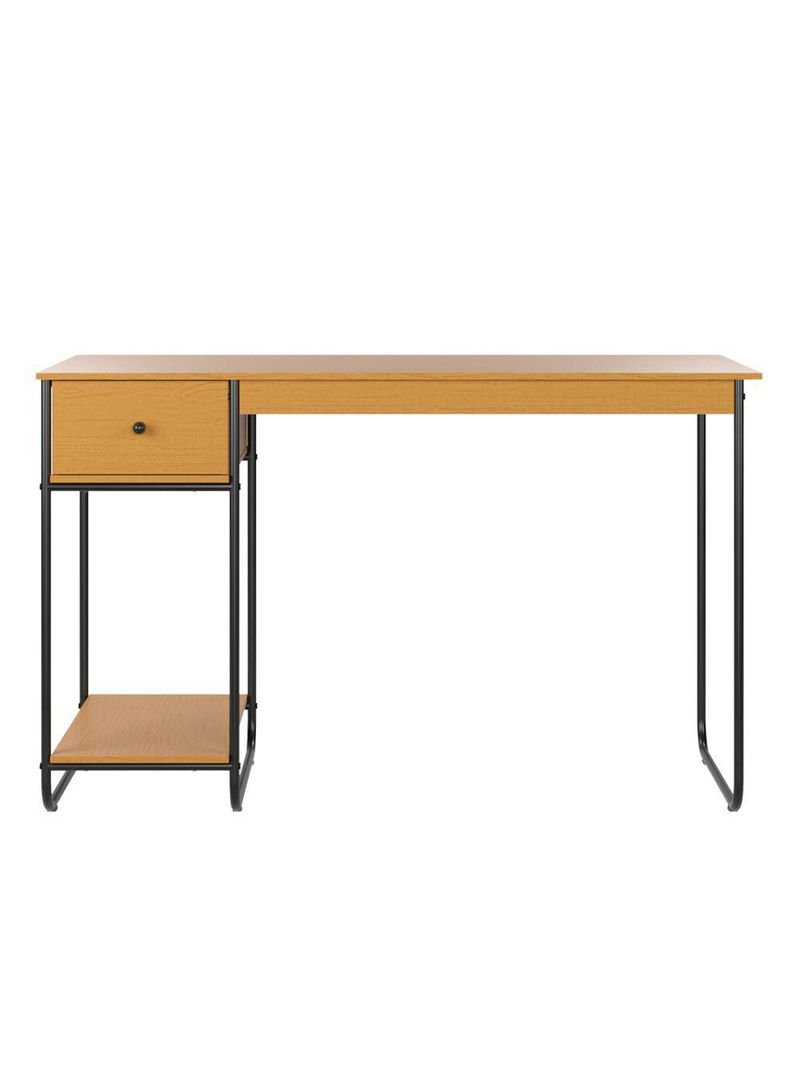 Escrivaninha Home Office Mesa De Estudo Escritório Quarto Gaveta Estilo Industrial Criare Nature