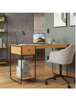 Escrivaninha Home Office Mesa De Estudo Escritório Quarto Gaveta Estilo Industrial Criare Nature