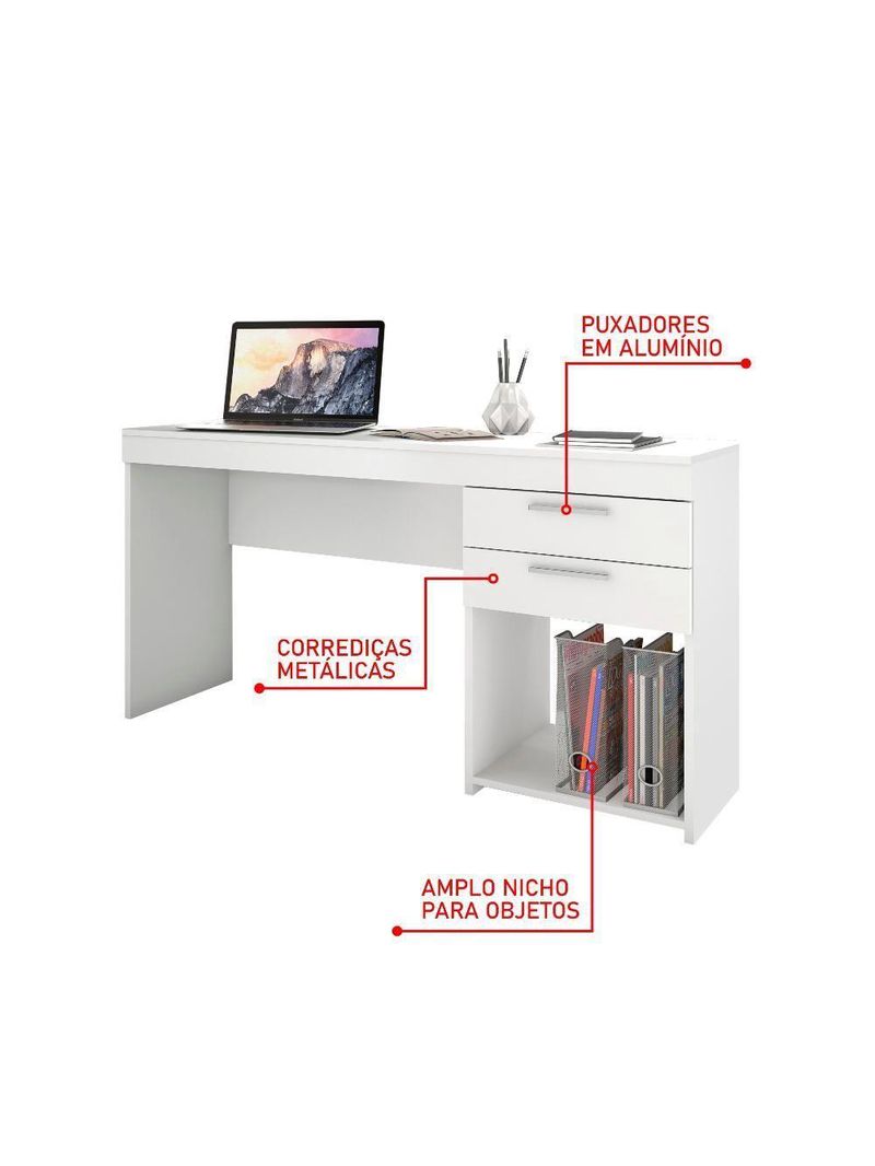 Conjunto Para Escritório 2 Mesas 2 Armários Altos Branco