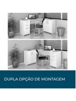 Conjunto Para Escritório 2 Mesas 2 Armários Altos Branco