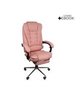 Cadeira De Escritório Oficial Presidente Ergonômic Apoio Pés Rosa Chiclete