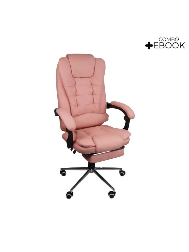 Cadeira De Escritório Oficial Presidente Ergonômic Apoio Pés Rosa Chiclete