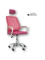 Cadeira Escritório Diretor Tela Mesh Com Encosto Rosa + E-book