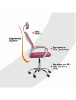 Cadeira Escritório Diretor Tela Mesh Com Encosto Rosa + E-book
