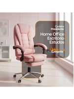 Cadeira De Escritório Oficial Presidente Ergonômic Apoio Pés Rosa Chiclete