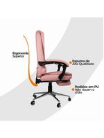 Cadeira De Escritório Oficial Presidente Ergonômic Apoio Pés Rosa Chiclete