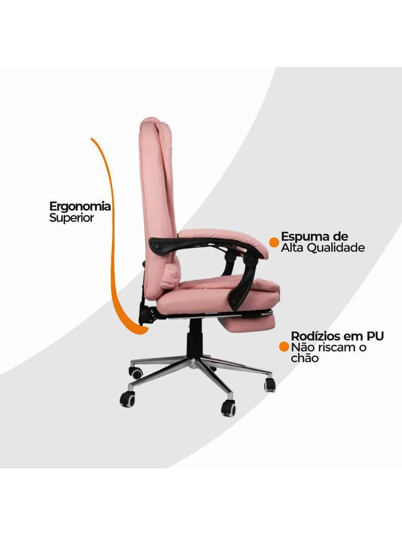 Cadeira De Escritório Oficial Presidente Ergonômic Apoio Pés Rosa Chiclete
