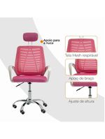 Cadeira Escritório Diretor Tela Mesh Com Encosto Rosa + E-book